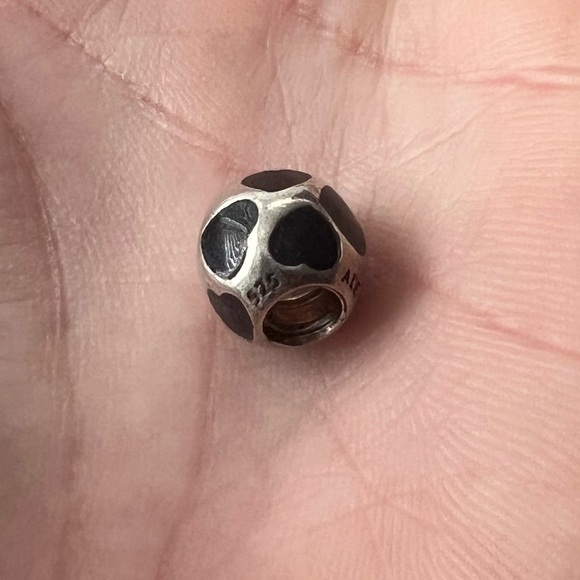 Pandora Sterling Silver Black Enamel Hearts Charm - Picture 4 of 8